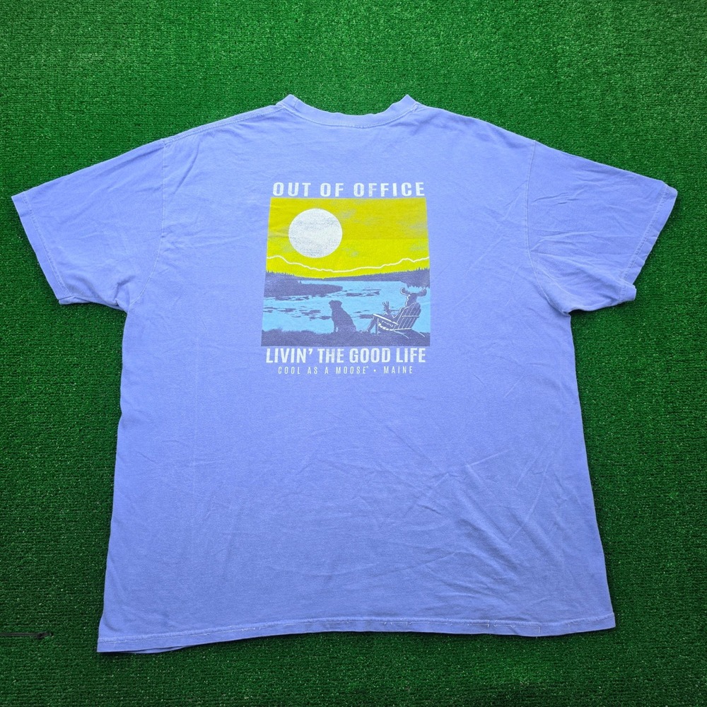 Cool As A Moose Maine Graphic Tshirt Mens 2XL Out Of Office Livin The Good Life